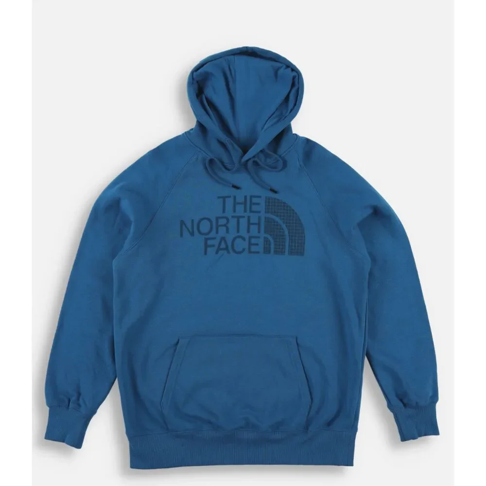 Men The North Face Graphic Print Hoodie Pullover in Marine Blue Size Medium
